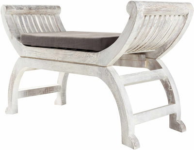 Labo Whitewashed Wooden Curved Bench