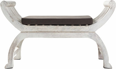 Labo Whitewashed Wooden Curved Bench