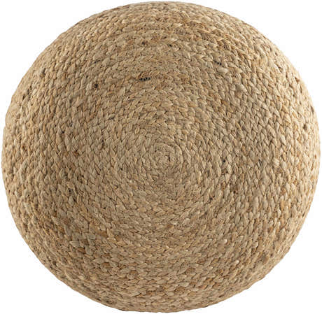 Lavertezzo Brick Red Knitted Beige Cotton Pouf