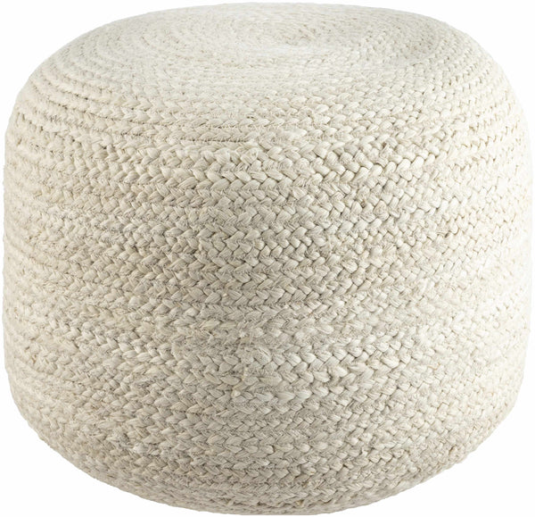 Lavertezzo Knitted Beige Cotton Pouf