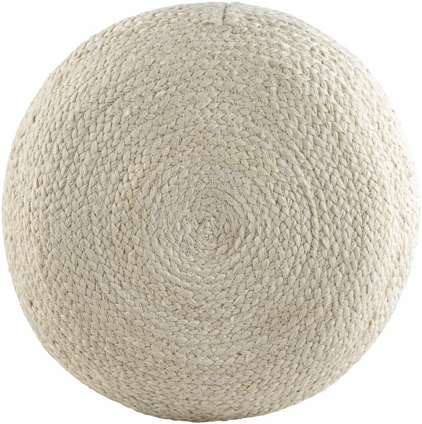 Lavertezzo Ash Knitted Beige Cotton Pouf
