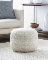 Lavertezzo Ash Knitted Beige Cotton Pouf