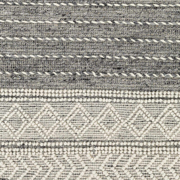 Arguvan Charcoal&Cream Wool Tassel Carpet
