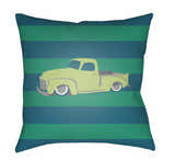 Kids Car Print Decorative Nursery Green Outdoor Throw Pillow