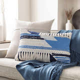 Lacaron Blue Chevron Fringe Lumbar Pillow - Clearance