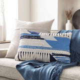 Lacaron Blue Chevron Fringe Lumbar Pillow - Clearance