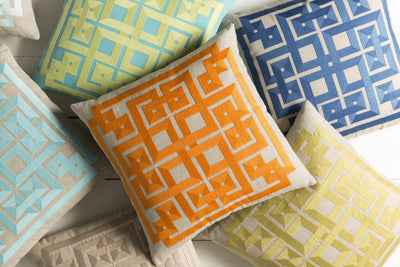 Shorncliffe Olive&Blue Geometric Accent Pillow - Clearance