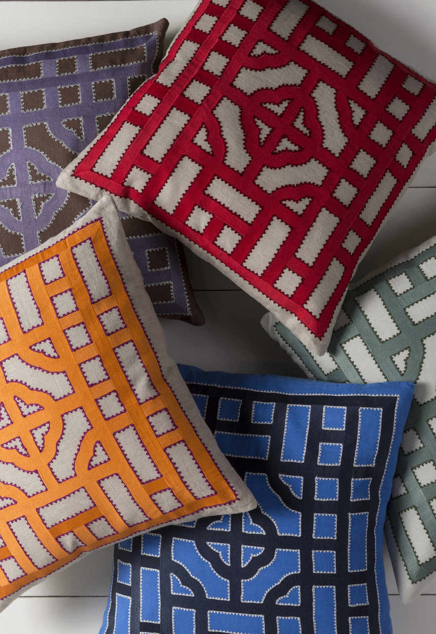 Athelstone Red Geometric Pattern Accent Pillow - Clearance