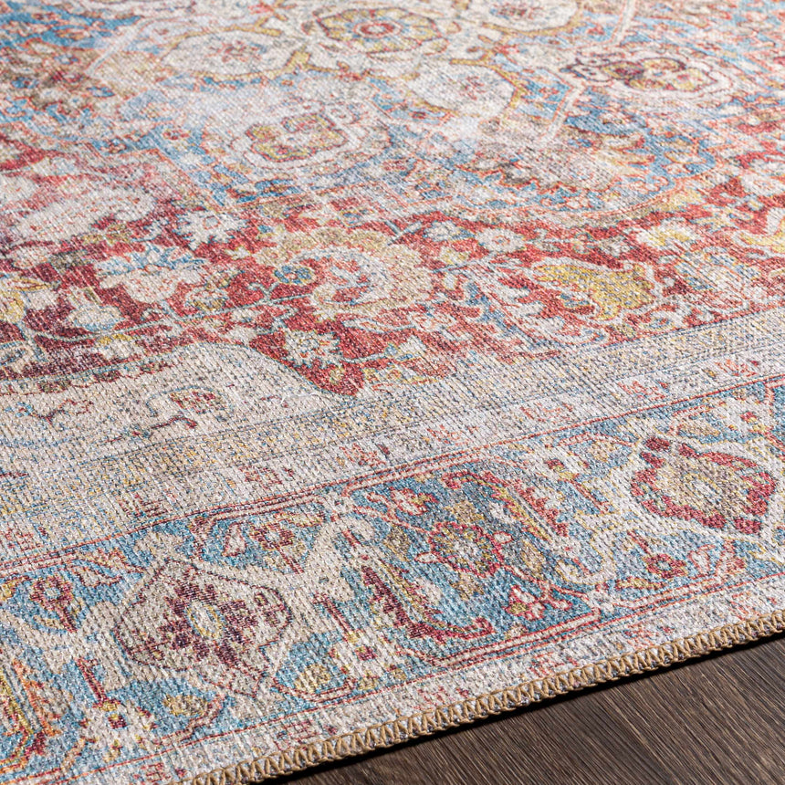 Cream Rust Leeston Washable Rug - Clearance