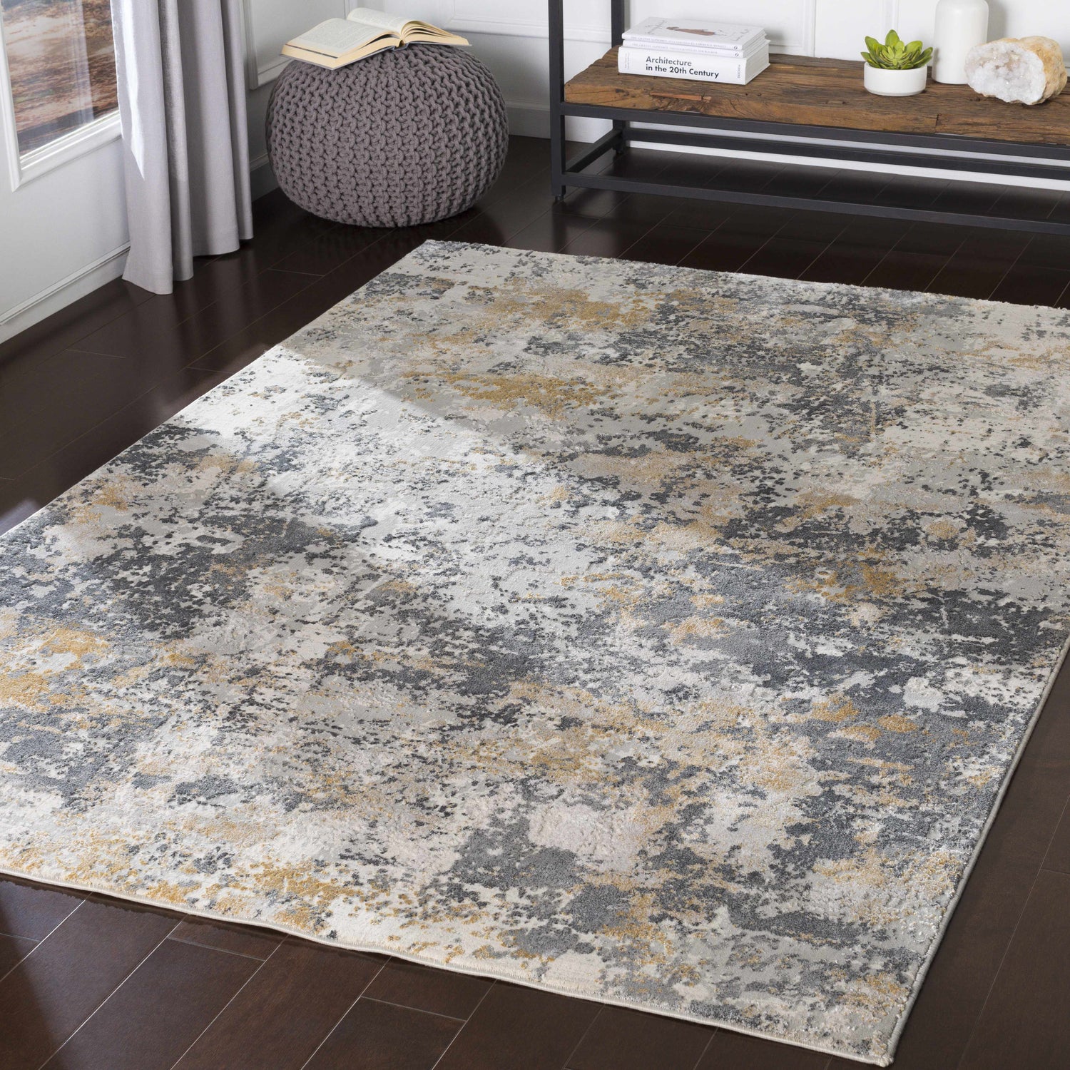 Lenzburg Faux Silk Abstract Rug