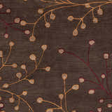 Close-up of the Brown Elsu Area Rug showing its floral pattern in brown, burgundy, and gold tones. Swatch