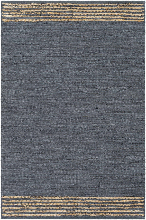 Withernsea 8x10 Charcoal Leather Rug - Clearance