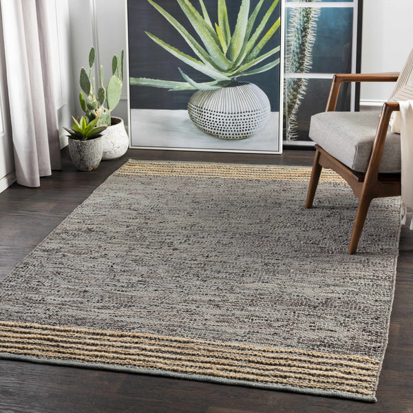 Wollert Gray Leather&Jute Rug - Clearance