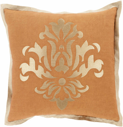 Leyden Rustic Gold Damask Throw Pillow - Clearance