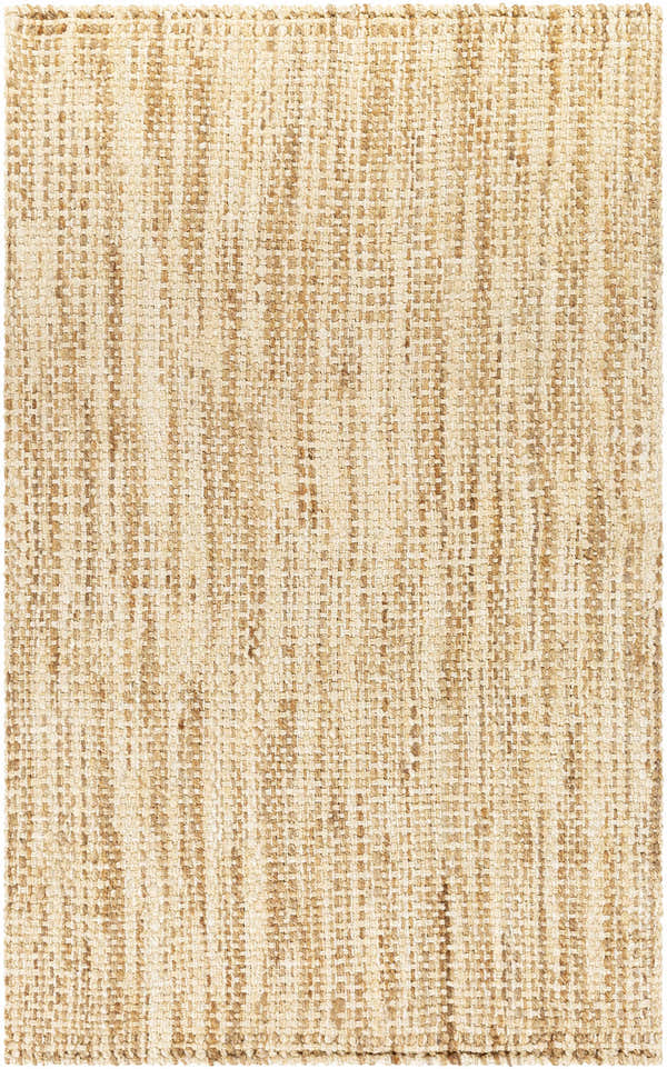 Close-up of the hand woven Leyton Natural Jute Rug showing the ivory, tan, and jute textures. Design-Rectangle-58