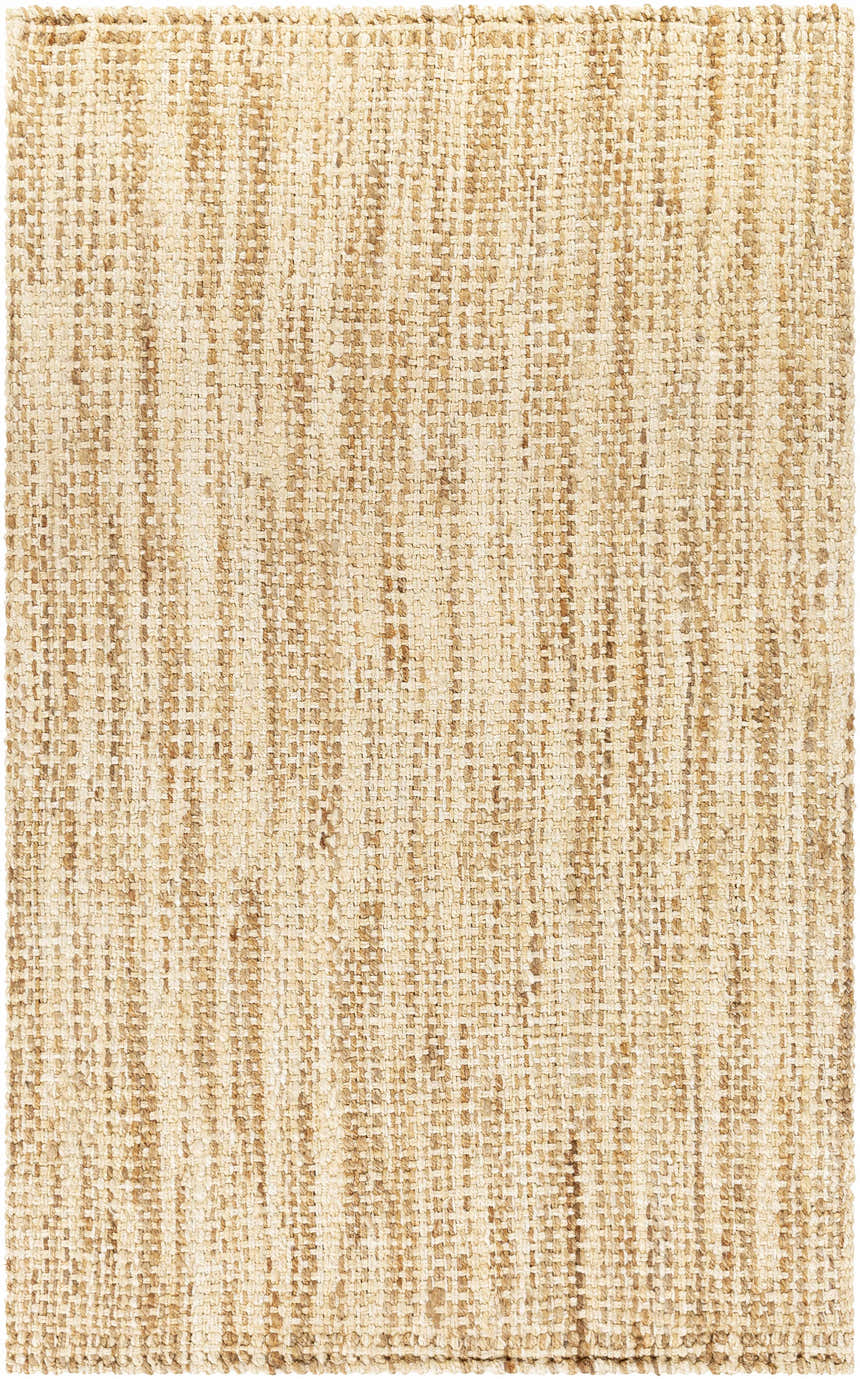 Close-up of the hand woven Leyton Natural Jute Rug showing the ivory, tan, and jute textures. Design-Rectangle-58