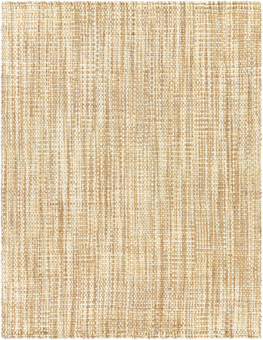 Close-up of the hand-woven Leyton Natural Jute Rug, featuring a textured ivory and tan weave pattern. Design-Rectangle-810