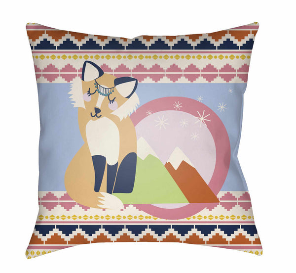 Kids Bohemian Fox Decorative Boho Brown Throw Pillow