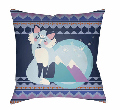 Kids Bohemian Fox Decorative Boho Blue Throw Pillow