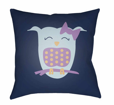 Kids Owl Animal Print Decorative Nursery Navy Throw Pillow