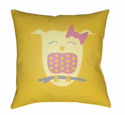 Kids Owl Animal Print Decorative Nursery Yellow Throw Pillow