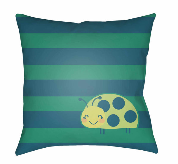 Kids Ladybug Animal Print Decorative Nursery Green Throw Pillow