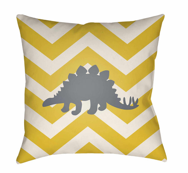 Kids Dinosaur Animal Print Decorative Nursery Yellow Throw Pillow
