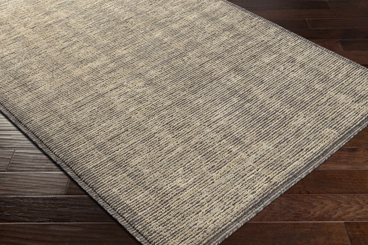 Libagon Beige Striped Wool Area Rug - Clearance