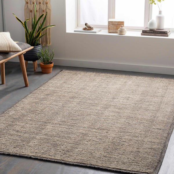 Libagon Beige Striped Wool Area Rug - Clearance