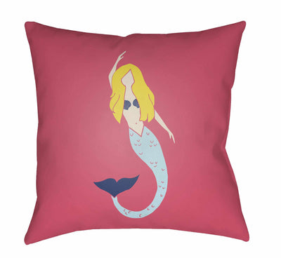 Kids Mermaid Decorative Nursery Dark Pink Throw Pillow