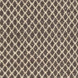 Close-up of Lingo Brown Trellis Flatweave Rug. Dark brown trellis pattern on oatmeal wool. Hand woven texture. Texture