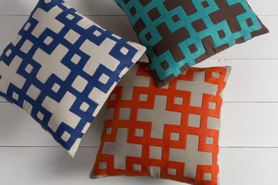 Linneus Blue Geometric Square Accent Pillow - Clearance
