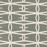 Close-up of the Lipan Area Rug showing a charcoal background with a geometric ivory pattern. Swatch