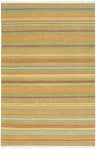 Close-up of the Lithopolis Area Carpet. Hand woven wool rug with olive, blue, orange, and burgundy stripes. Design-Rectangle-576