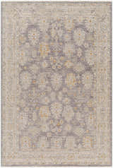 Detailed view of the Coby Brown Avant Garde rug, showcasing its traditional oriental pattern in charcoal, brown, and dusty sage. Design-Rectangle-576