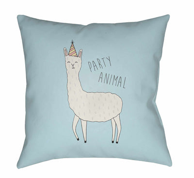 Kids Party Animal Print Decorative Nursery Blue Throw Pillow