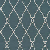 Close-up of the Allenspark Area Rug showing a light beige geometric trellis pattern on a medium gray wool background. Swatch