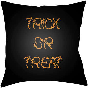 Halloween Trick or Treat Black Outdoor Pillow