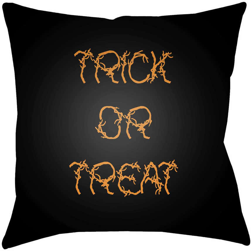 Halloween Trick or Treat Black Outdoor Pillow