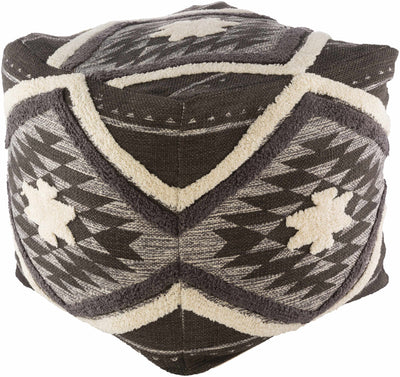 Almondbank Handwoven Beige Cotton Pouf