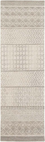 Close-up of the hand-tufted Lone Beige Tufted Maroc Wool Rug showcasing its bohemian geometric pattern and soft wool texture. Design-Runner-268