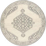 Hand tufted Longton Area Rug with a traditional gray floral pattern on a cream background. Design-Round-8