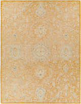 Close-up of the Lonoy 2x3 Coral Wool Carpet. Hand-tufted rug with a traditional, cream, and brick red floral pattern. Design-Rectangle-57