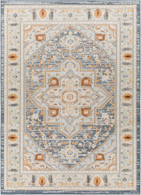 Close-up of the Looc Area Rug. Traditional oriental design in dark gray, driftwood, multi brown, and natural gray tones. Design-Rectangle-679