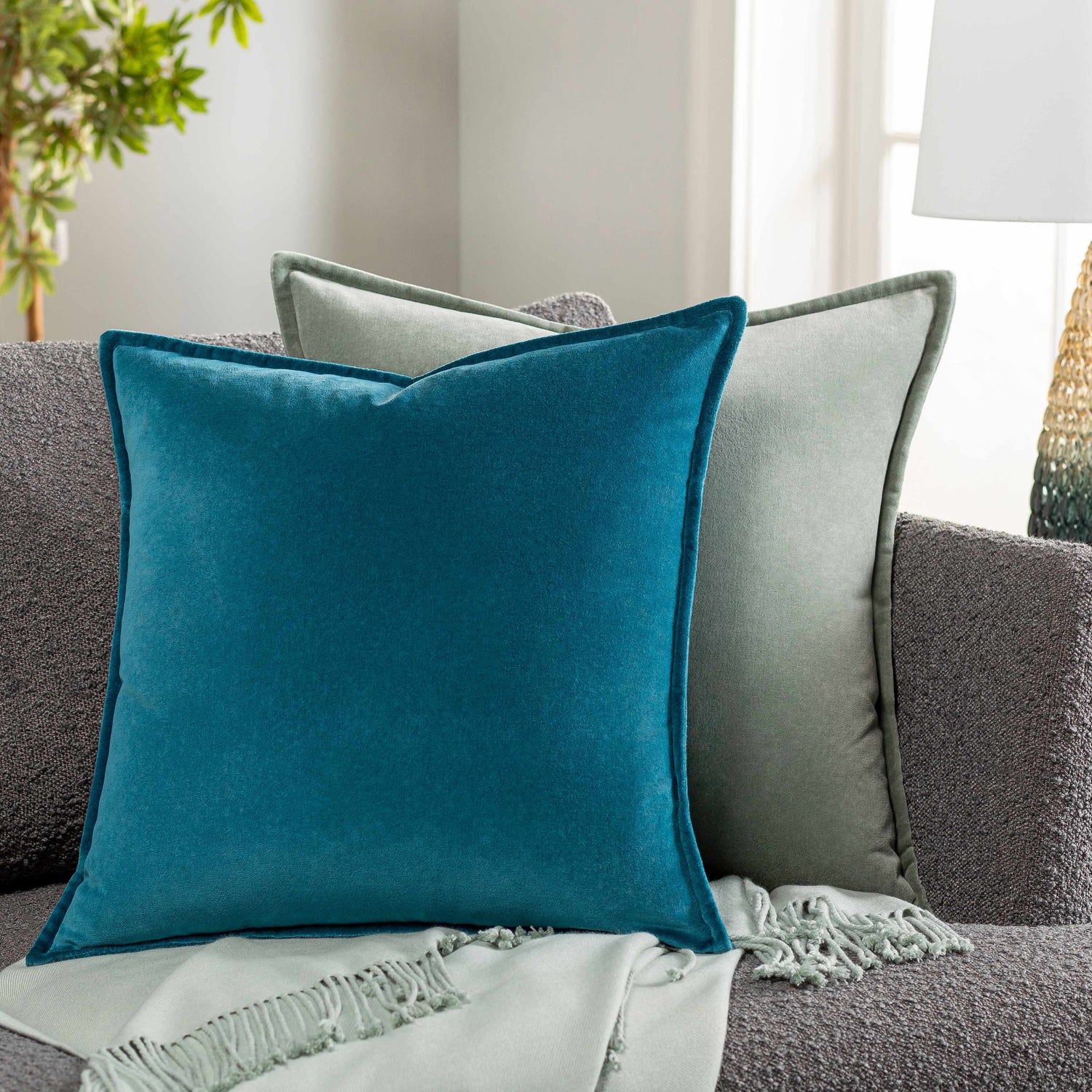 Lorimor Deep Teal Square Throw Pillow