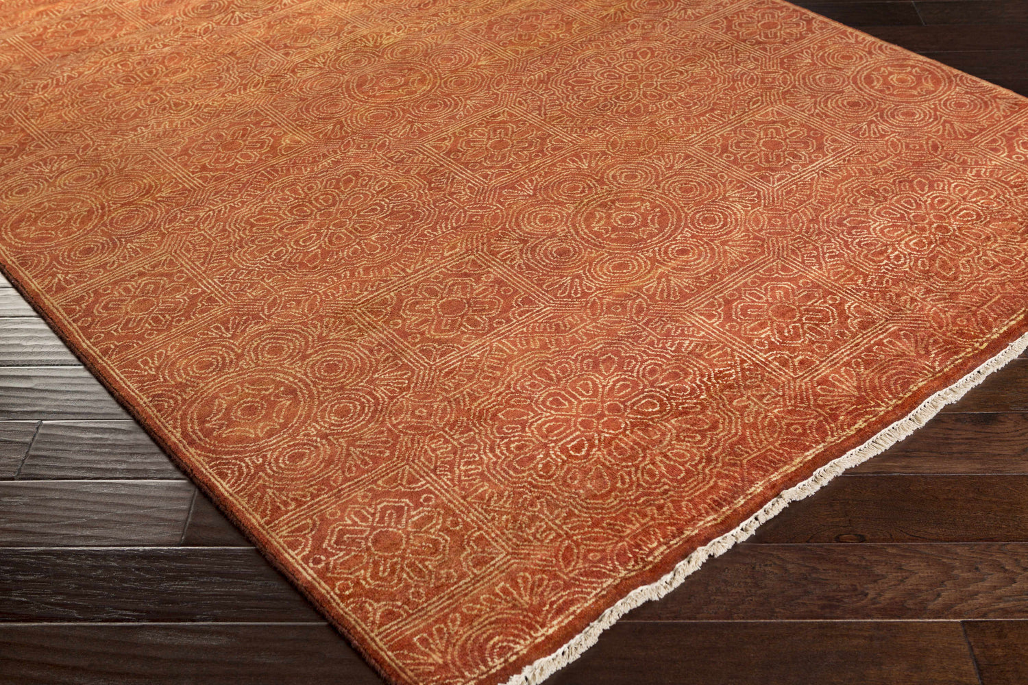 Lottsburg Premium Orange Wool Rug - Clearance