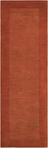 Bordered Solid Brick Red Wool Rug