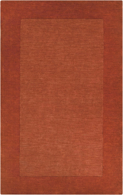 Bordered Solid Brick Red Wool Rug