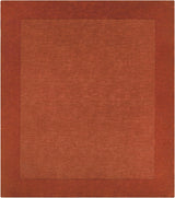 Bordered Solid Brick Red Wool Rug