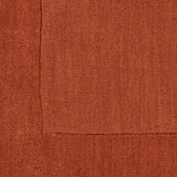 Bordered Solid Brick Red Wool Rug